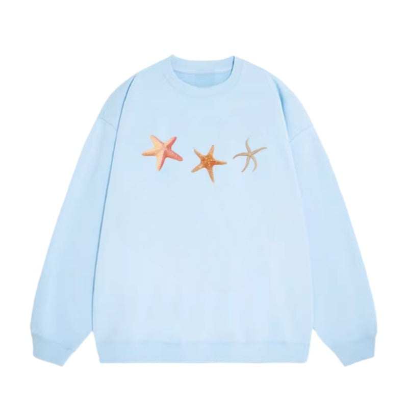Oversized Sweatshirt with Starfish Print