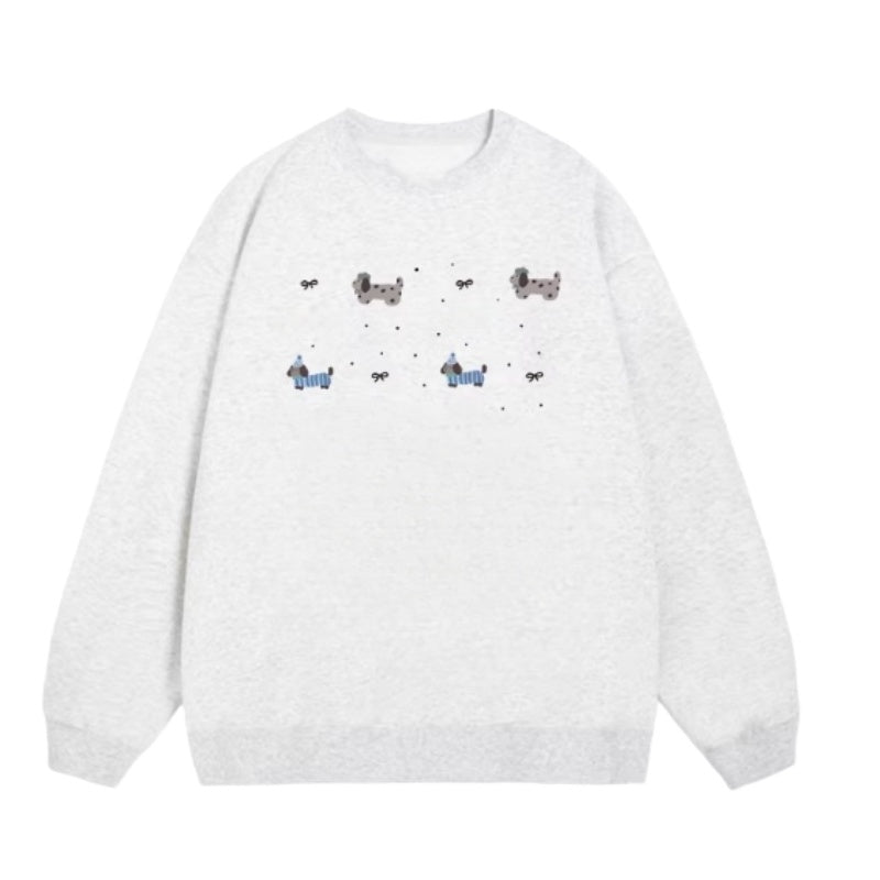 Crewneck Sweatshirt with Dachshund Print