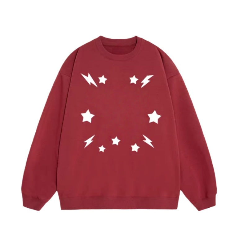 Red Sweatshirt with Star-Shaped Print