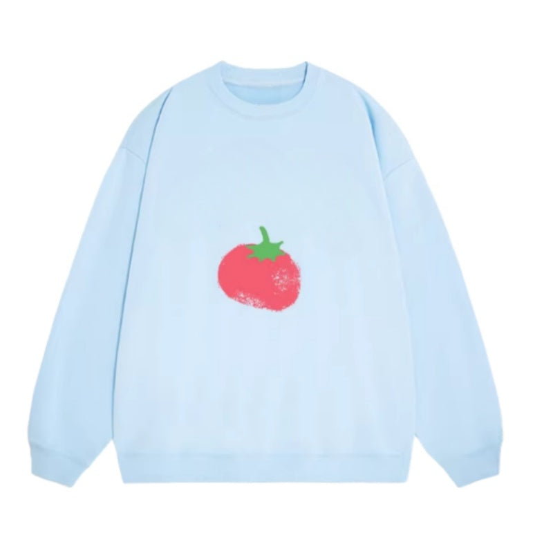 Crewneck Sweatshirt with Graffiti Tomato Print