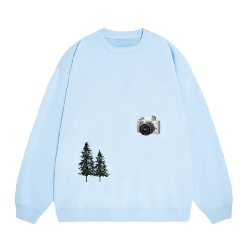 Blue Sweatshirt with Creative Fashion Design